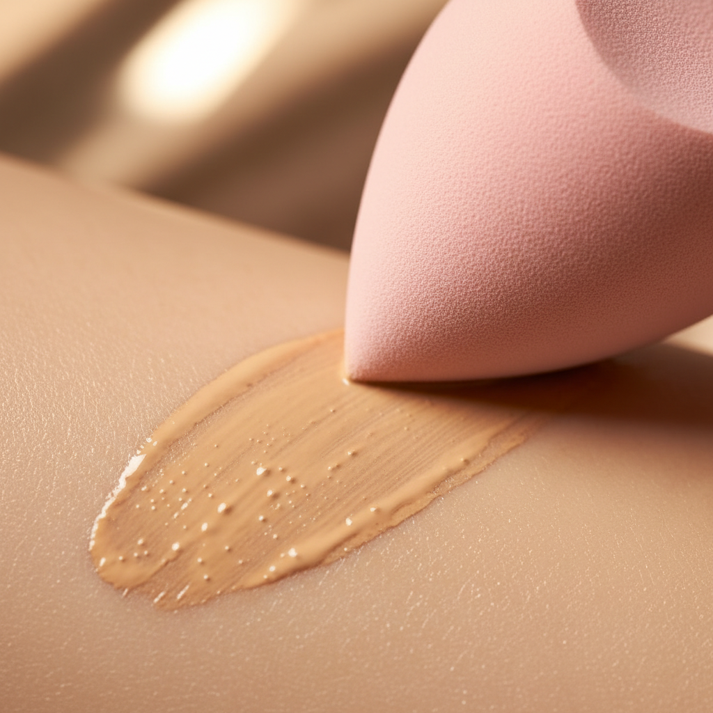 Flawless Finish Beauty Blender in use on skin
