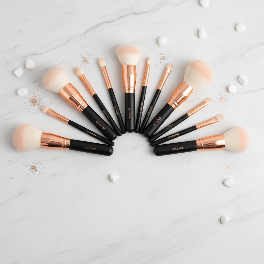 Pro Artistry Makeup Brushes Set flat lay