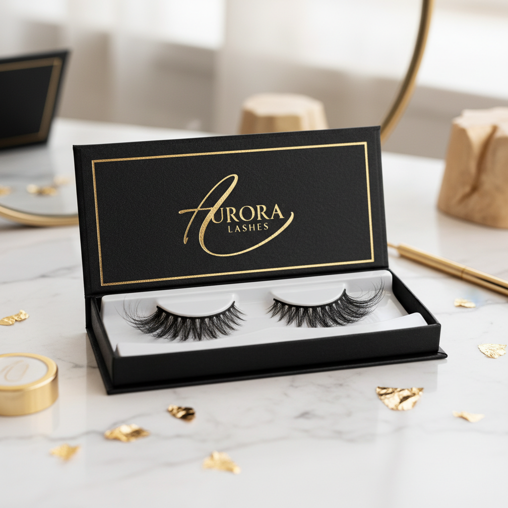 Wispy Glam False Eyelashes in packaging