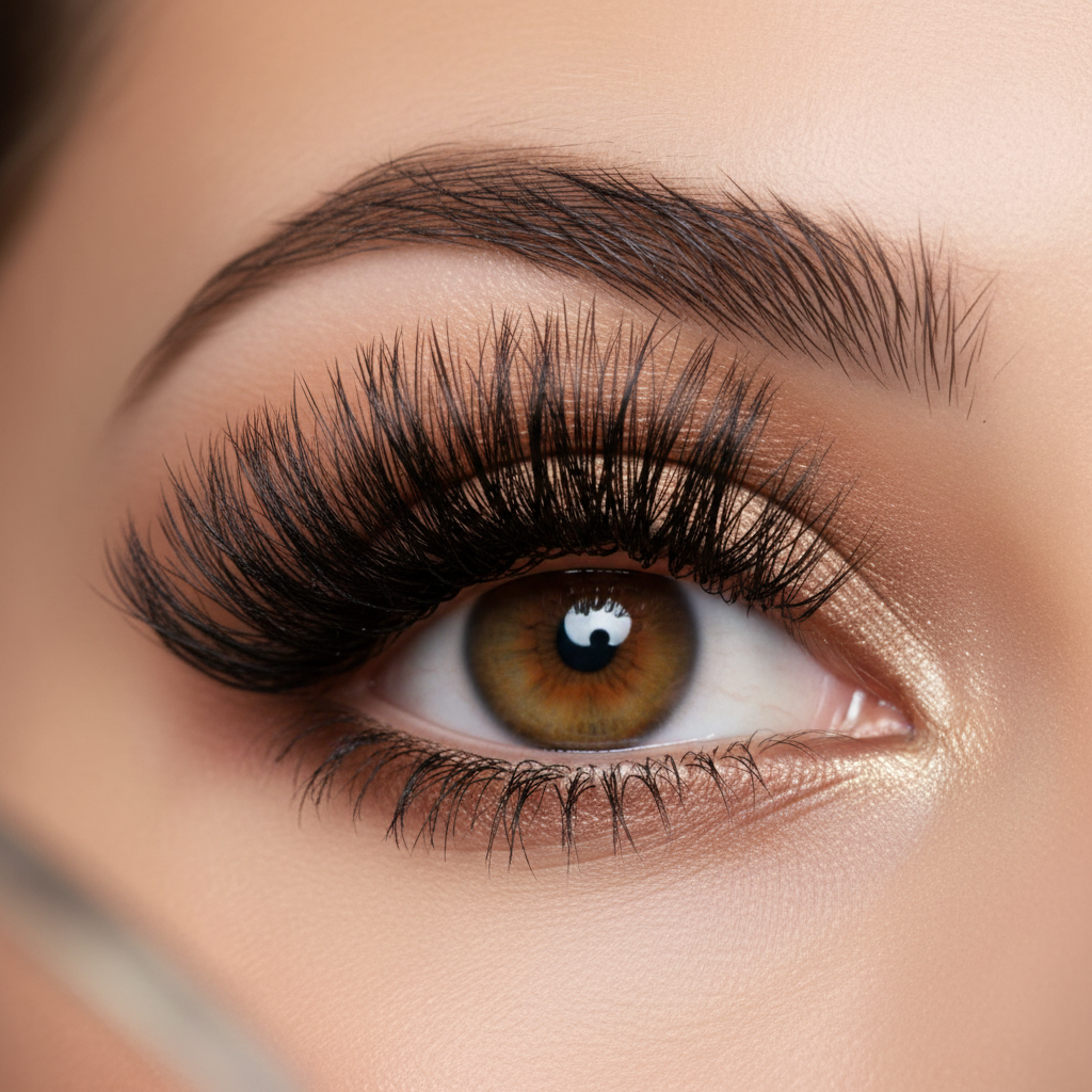 Wispy Glam False Eyelashes applied on eye