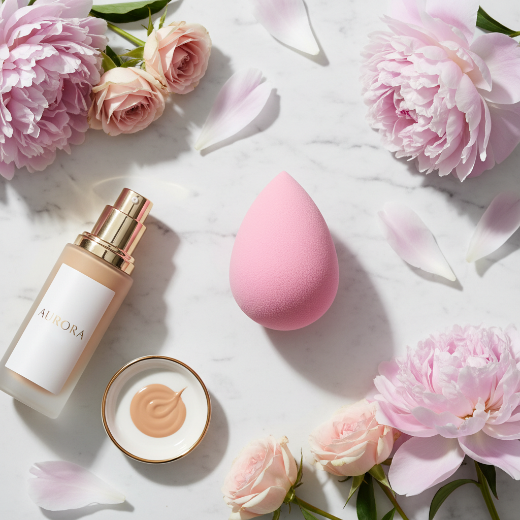 Flawless Finish Beauty Blender flat lay